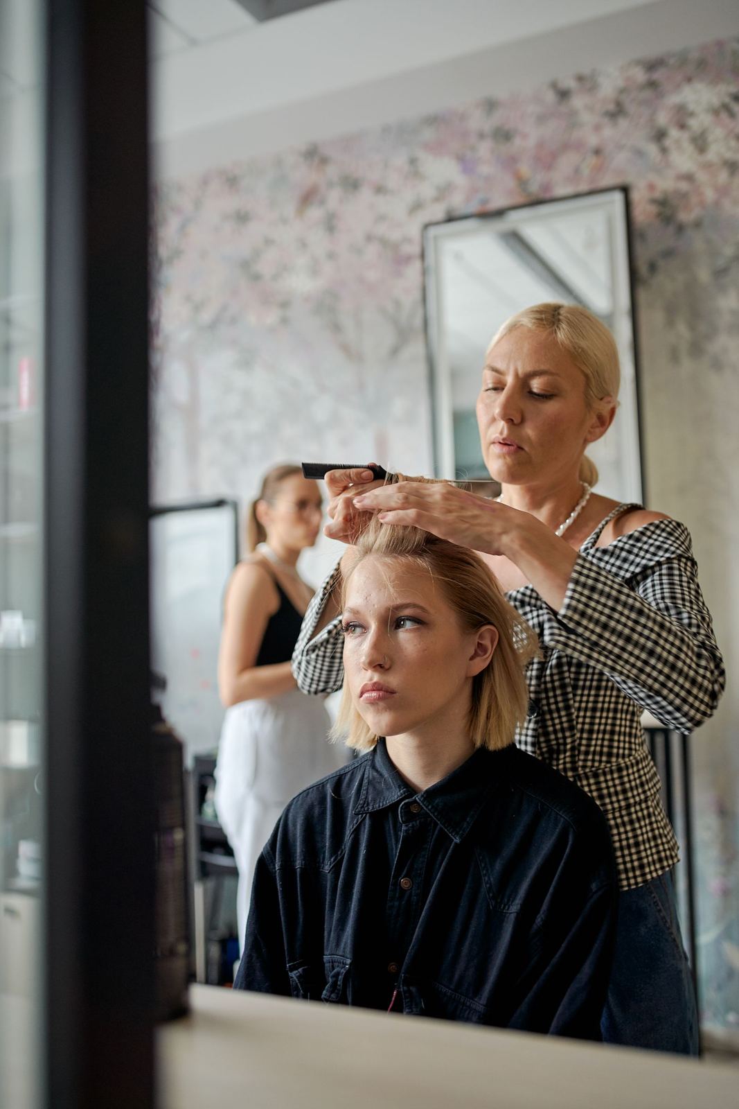 Stylist working in her suite