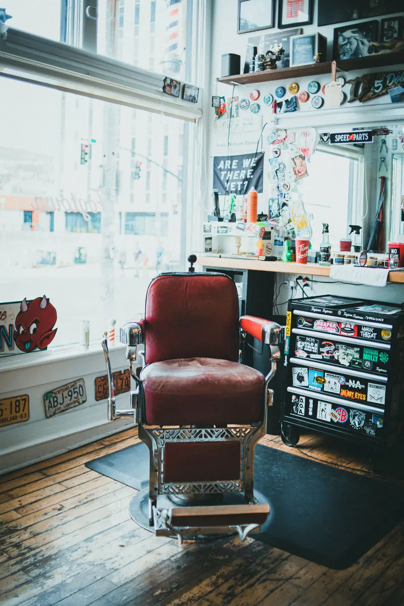 Barber chair in a classic shop