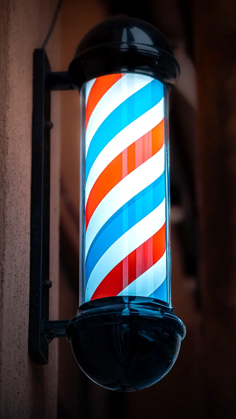 Barber pole by the door