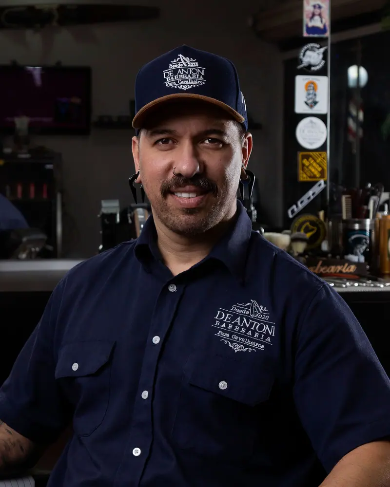 Barber portrait in navy