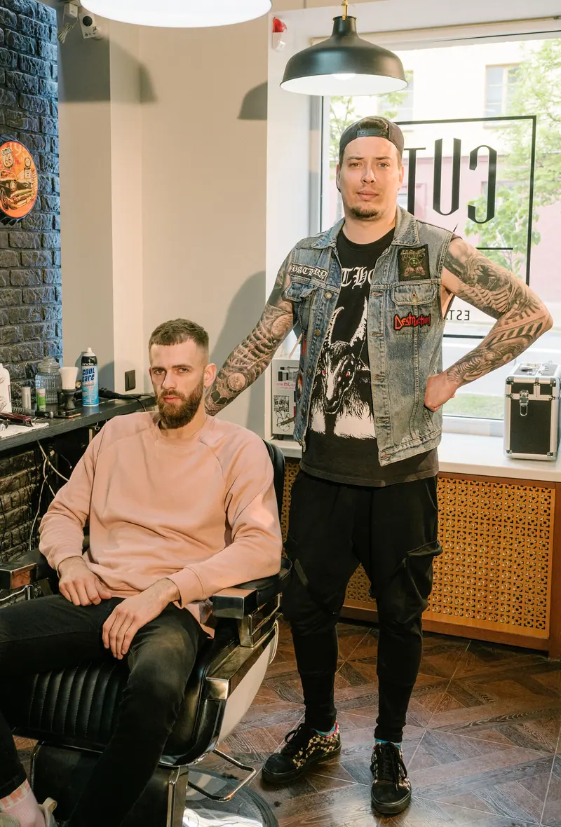 Barbers chatting between clients