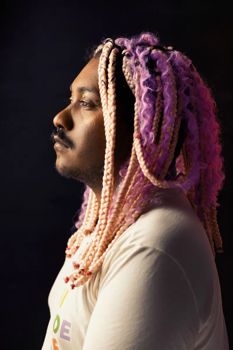 Pink and violet braids