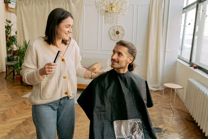 Stylist and client chatting