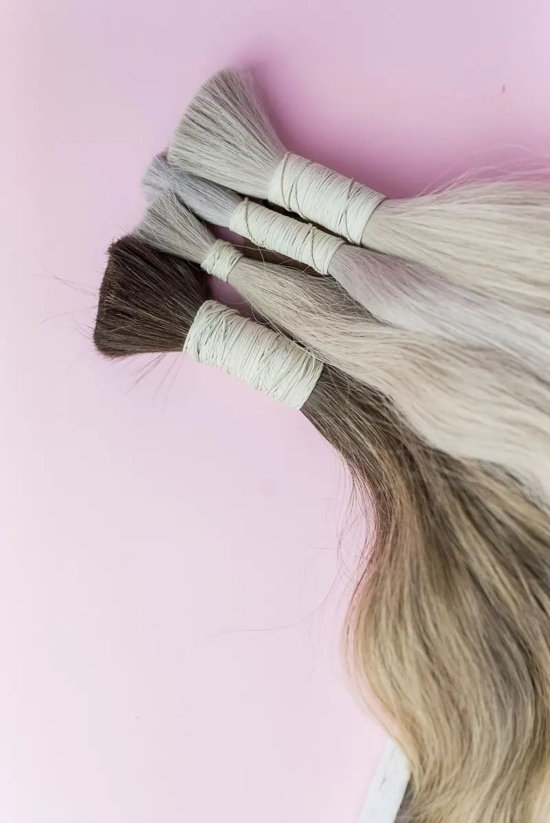 Several bundles fanned on pink
