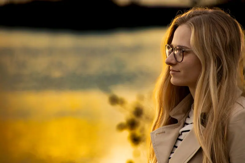 Long blonde hair in golden light