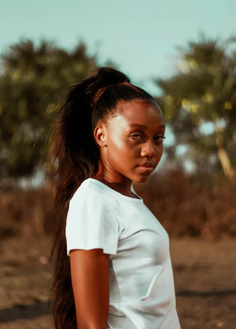 Long ponytail outdoors