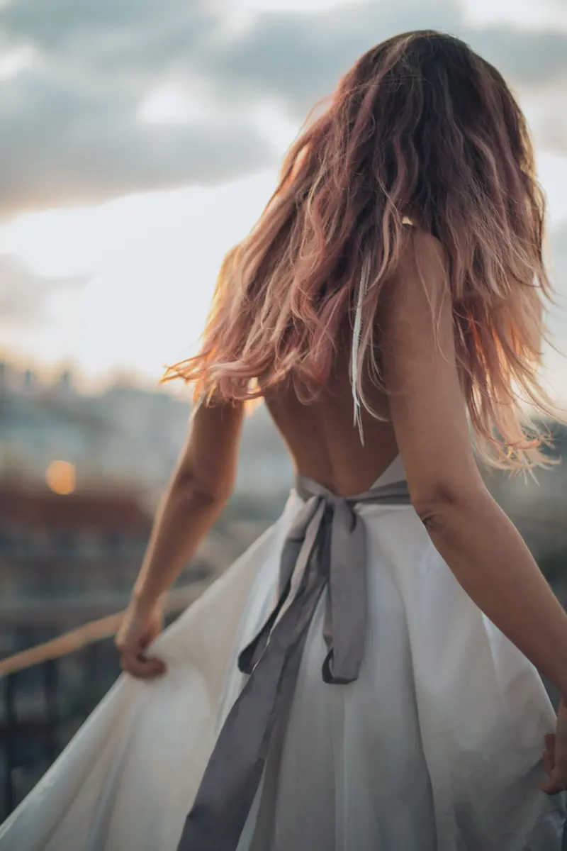Long waves in golden light, from behind