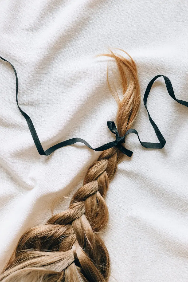 Braid tied with a ribbon