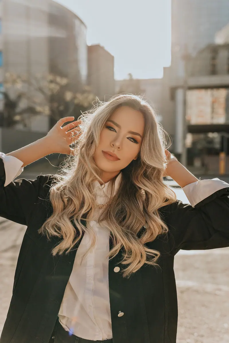 Golden waves, smiling portrait