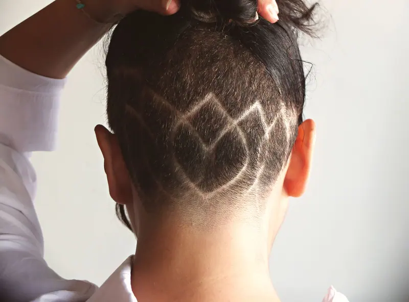 Geometric pattern shaved into an undercut