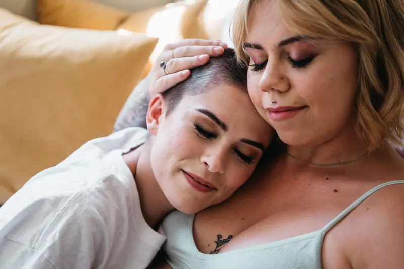 Couple with a pixie and a blonde bob