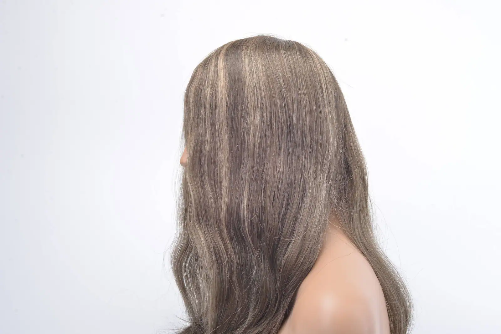 Long, glossy blended hair extensions from behind