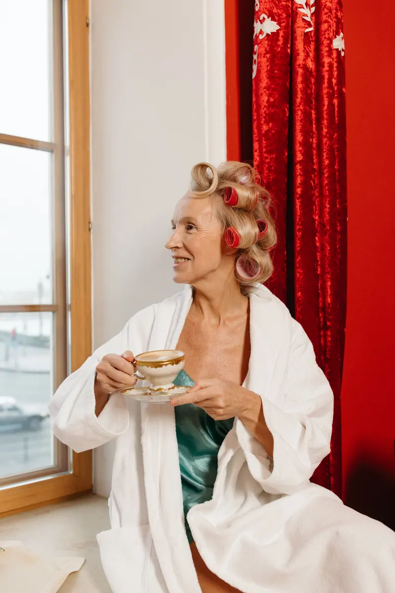 Rollers and tea by the window