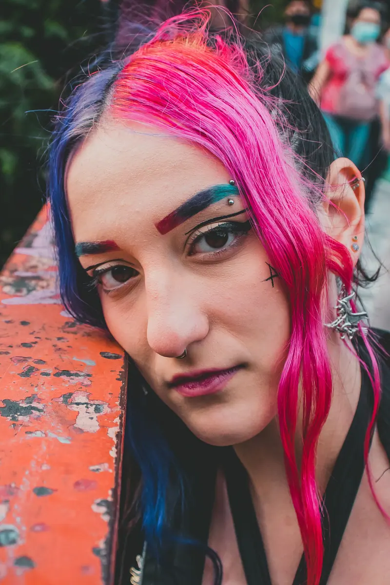 Hot pink and cobalt split color