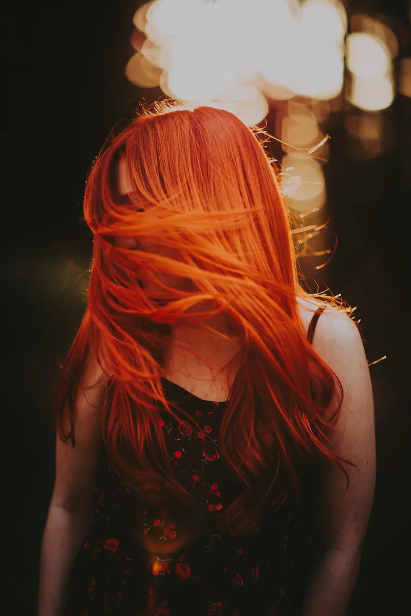 Bright copper hair outdoors