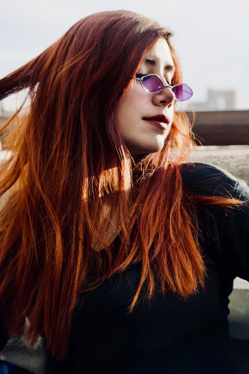 Copper hair and sunglasses