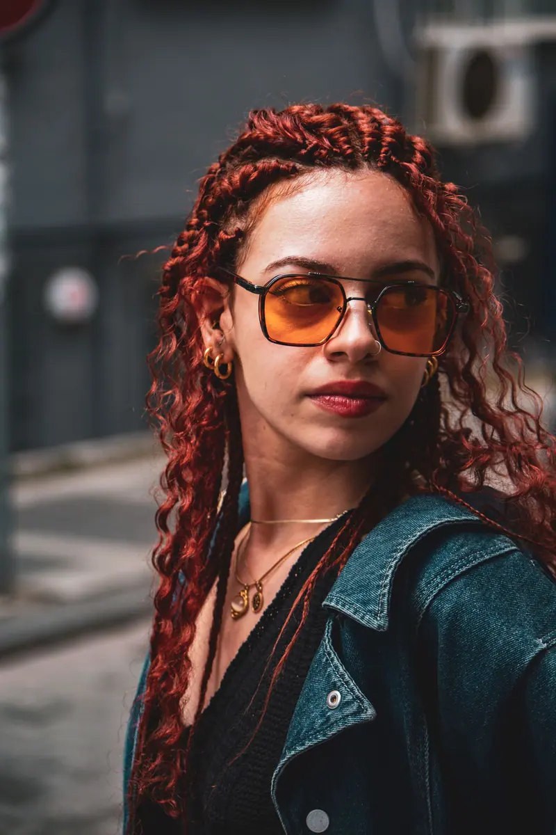 Copper curls and a denim jacket