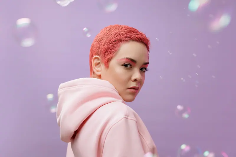 Coral crop and pink hoodie