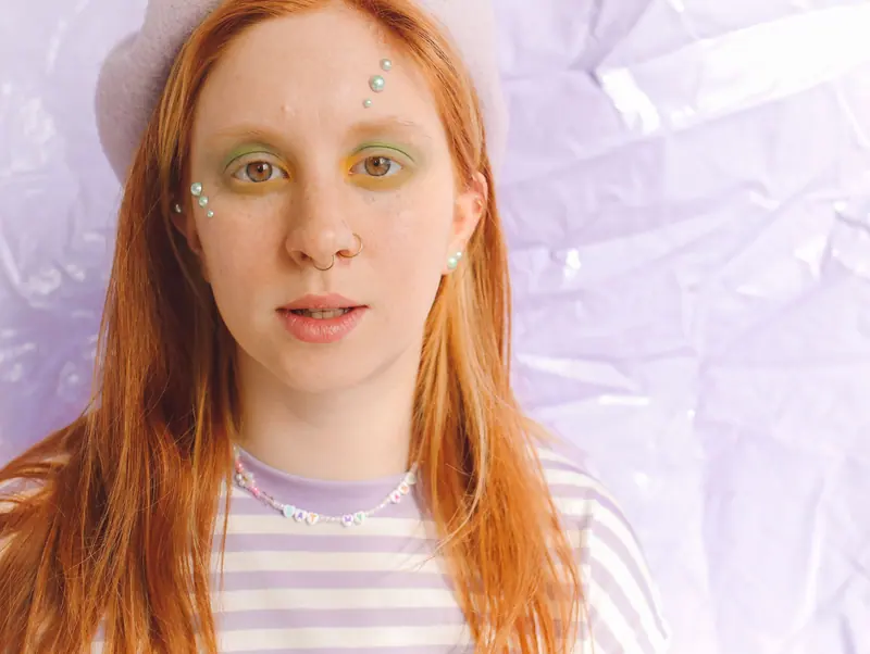 Copper hair and pastel makeup