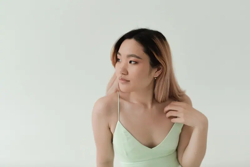 Peach ombré on pale green
