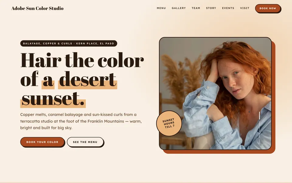 Adobe Sun Color Studio website design — bright & playful layout