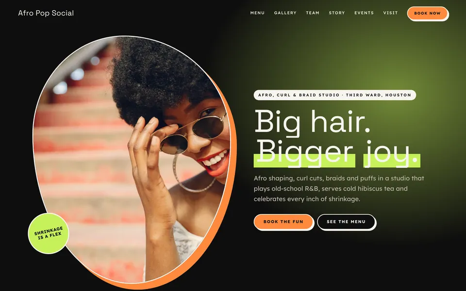Afro Pop Social website design — bright & playful layout