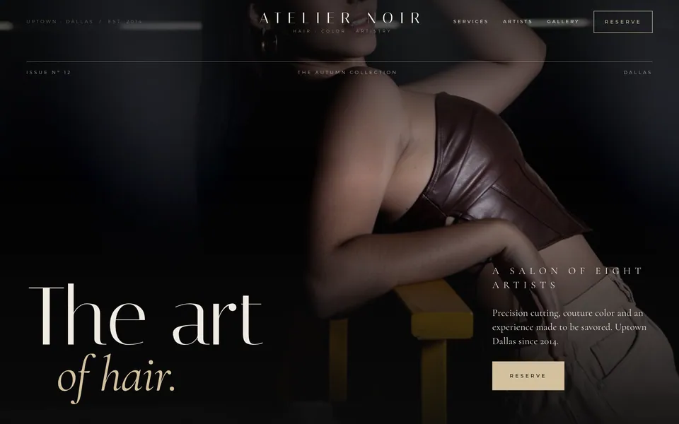 Atelier Noir website design — full-bleed editorial layout