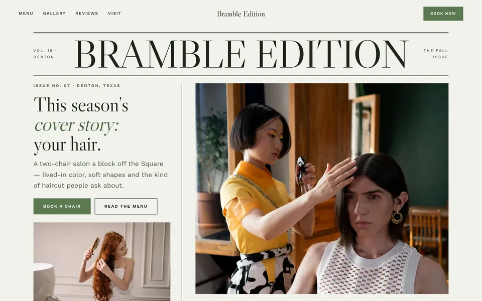 Bramble Edition website design — magazine grid layout
