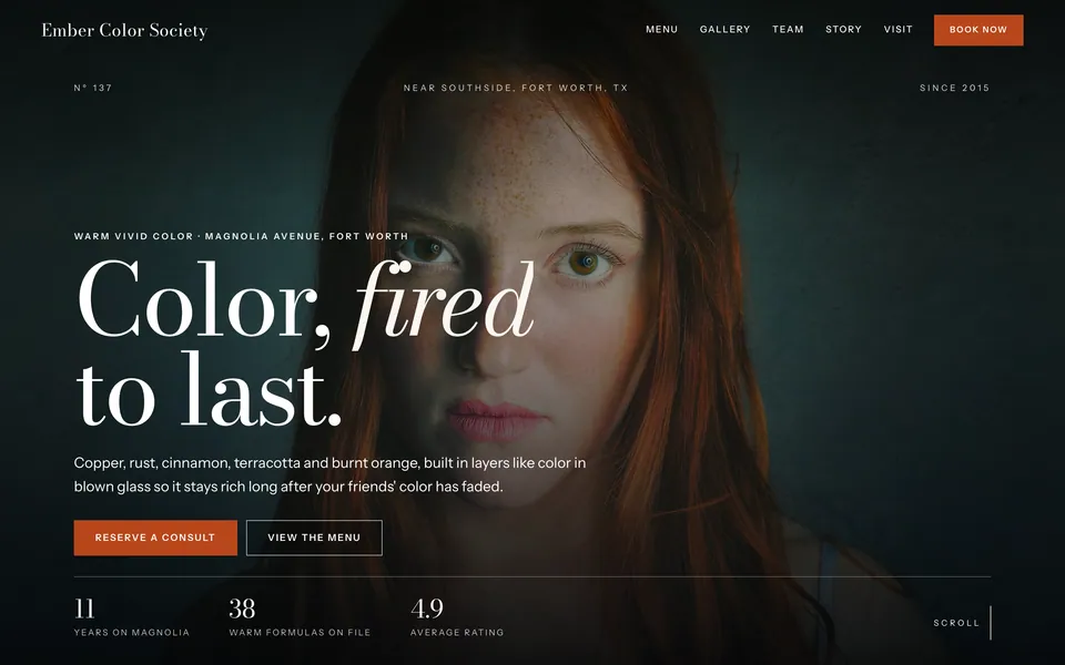 Ember Color Society website design — full-bleed editorial layout