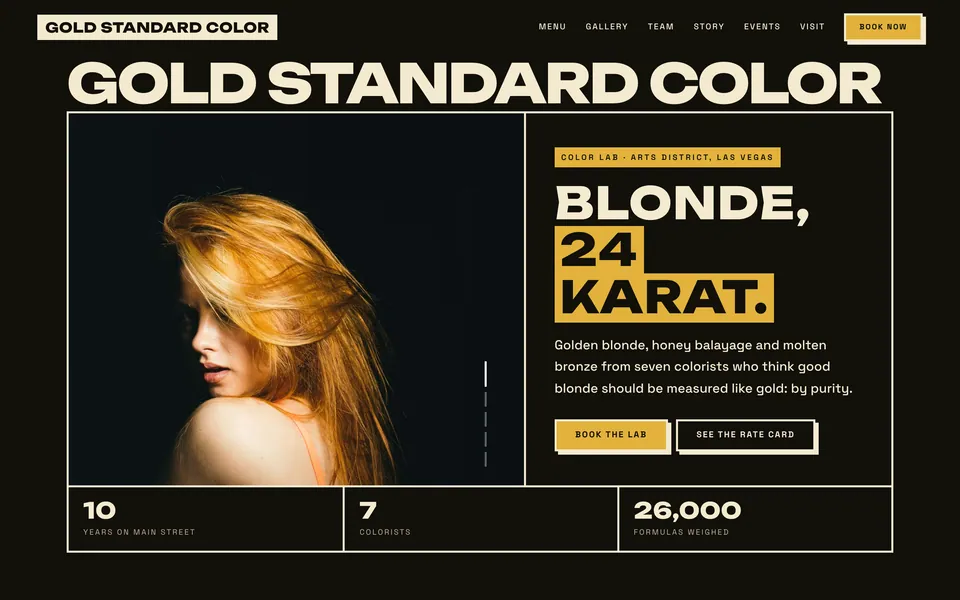 Gold Standard Color website design — bold brutalist type layout
