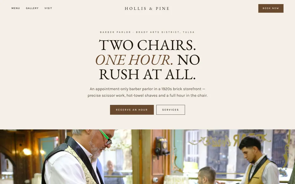 Hollis & Pine website design — centered luxury minimal layout