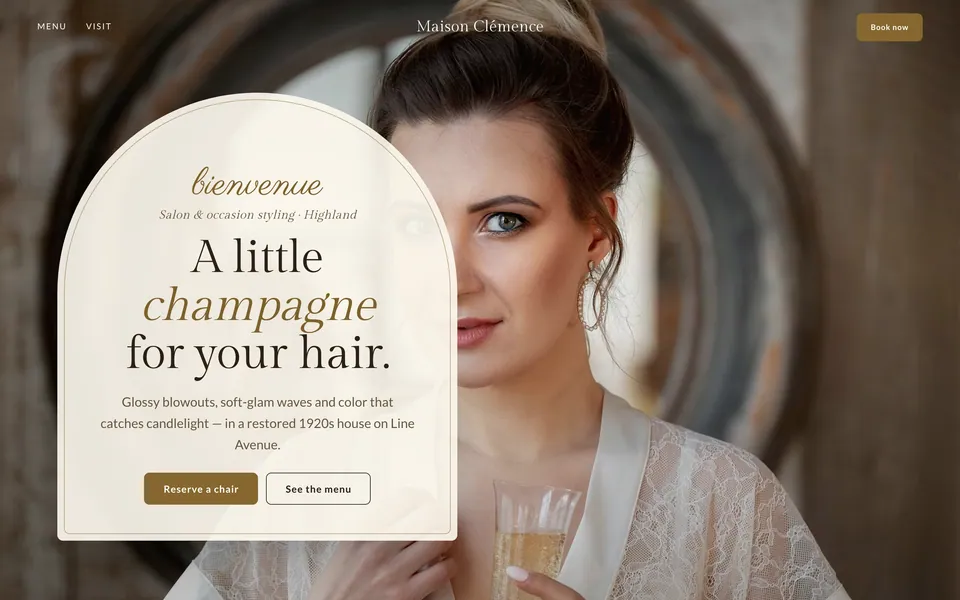 Maison Clémence website design — soft romantic serif layout