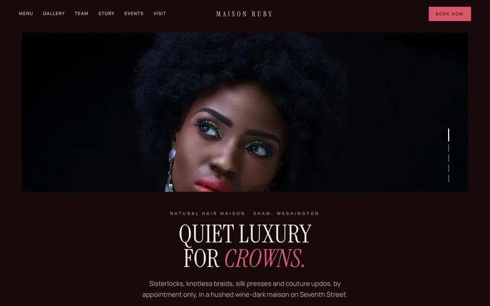 Maison Ruby website design — centered luxury minimal layout