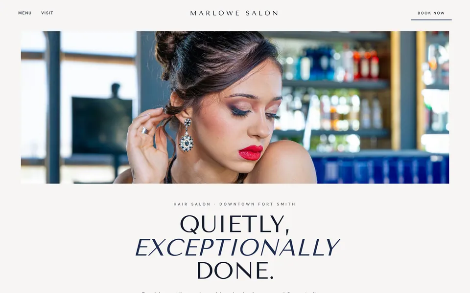 Marlowe Salon website design — centered luxury minimal layout