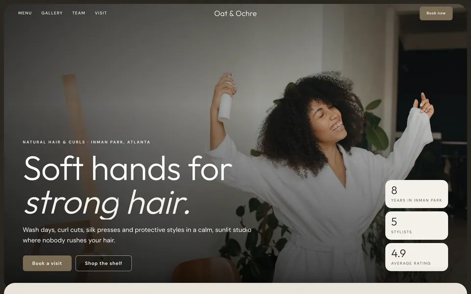 Oat & Ochre website design — stacked image cards layout
