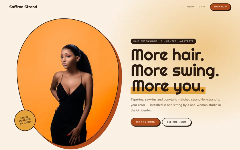 Saffron Strand website design — bright & playful layout