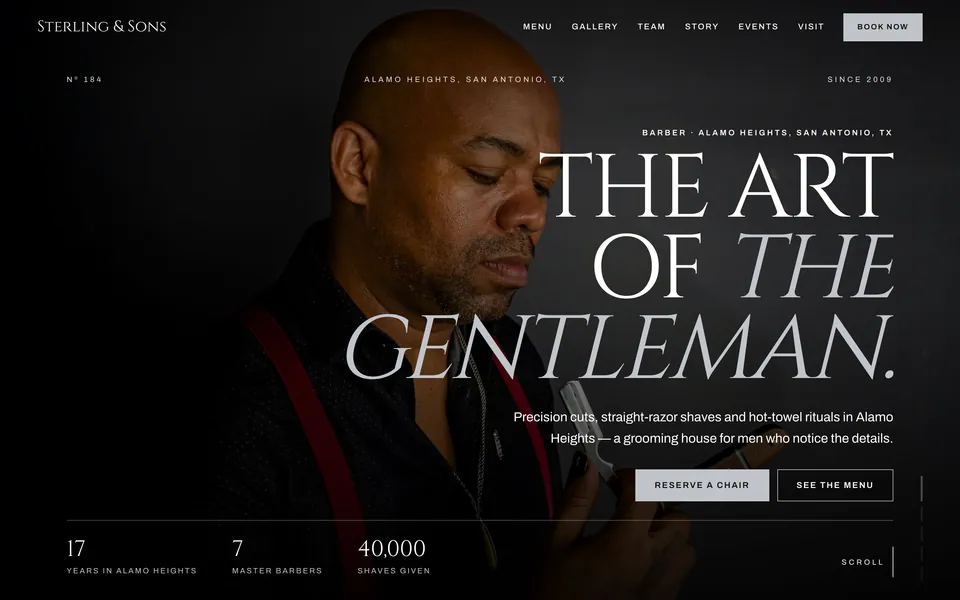 Sterling & Sons website design — full-bleed editorial layout