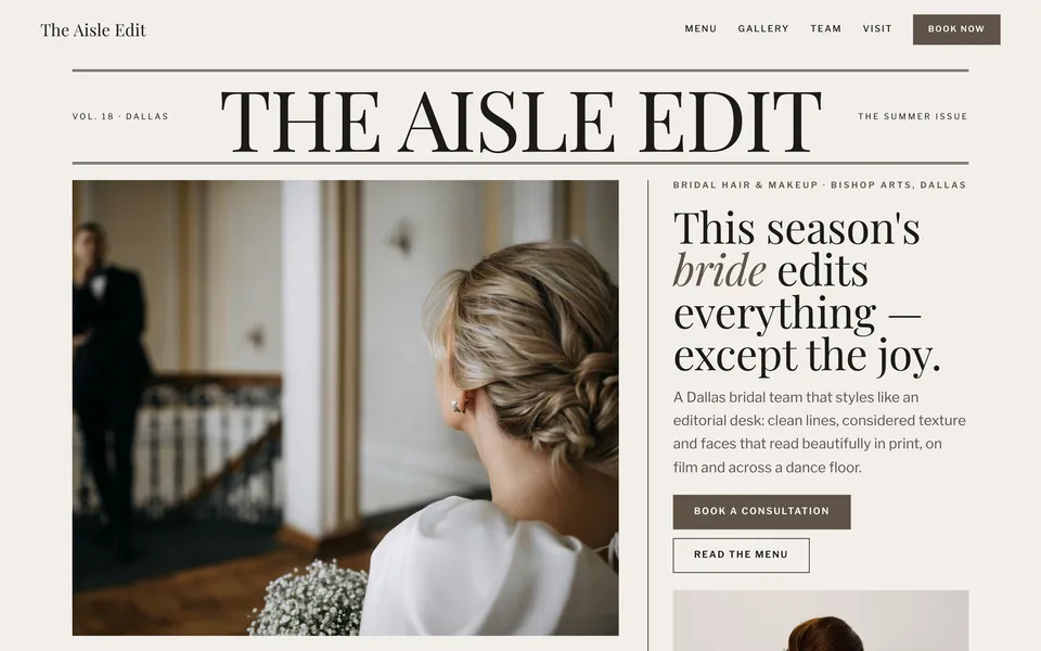 The Aisle Edit website design — magazine grid layout