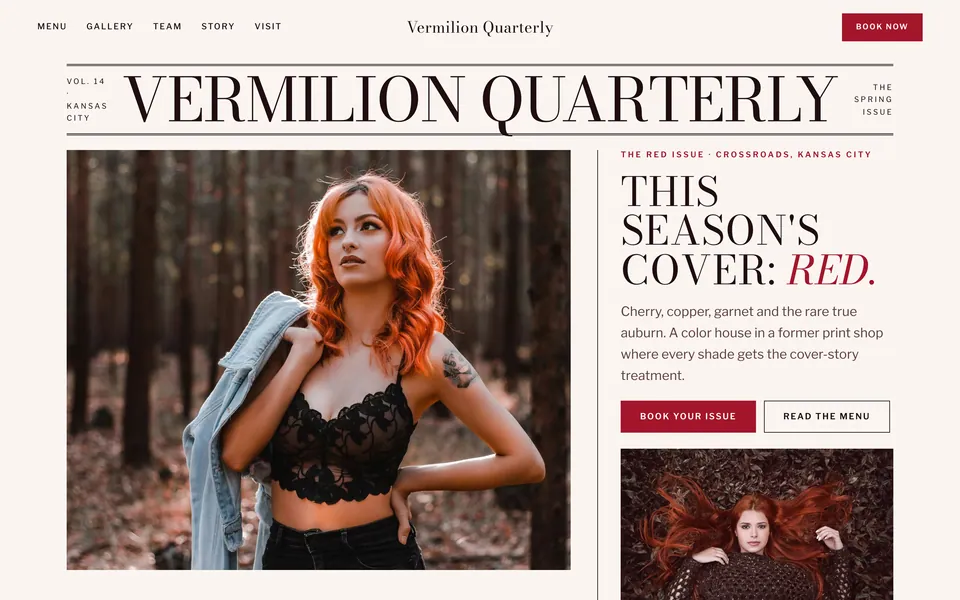 Vermilion Quarterly website design — magazine grid layout